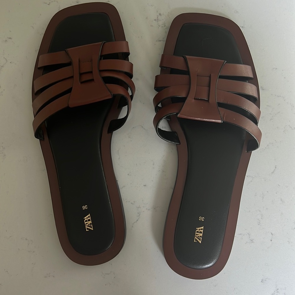 NWOT Zara Sandals - Brown - 36
